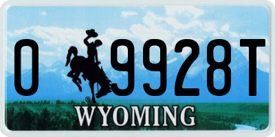 WY license plate 09928T