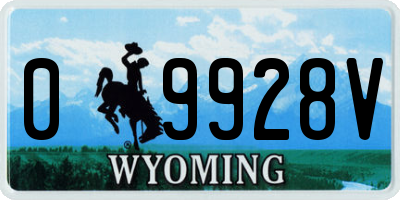 WY license plate 09928V
