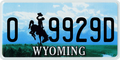 WY license plate 09929D