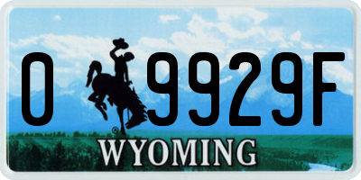 WY license plate 09929F