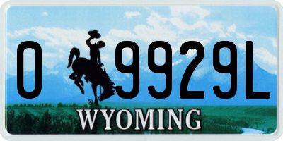WY license plate 09929L