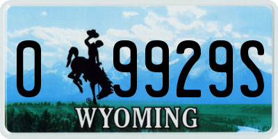 WY license plate 09929S