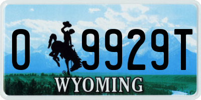 WY license plate 09929T