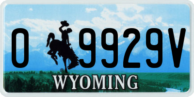WY license plate 09929V