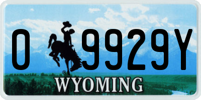 WY license plate 09929Y