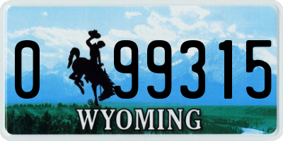 WY license plate 099315