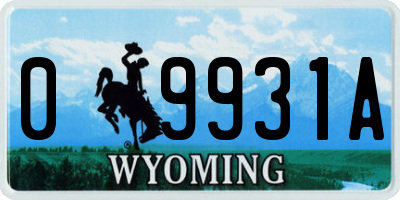 WY license plate 09931A