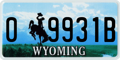 WY license plate 09931B