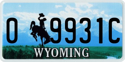 WY license plate 09931C