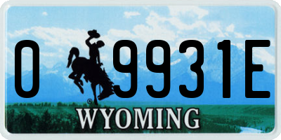 WY license plate 09931E