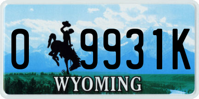 WY license plate 09931K
