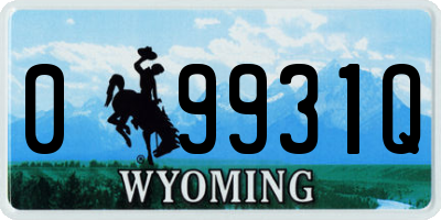 WY license plate 09931Q
