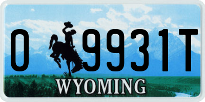 WY license plate 09931T