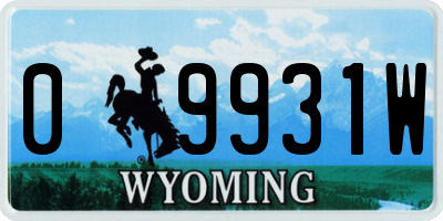 WY license plate 09931W