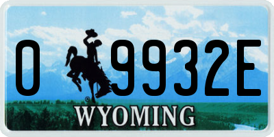 WY license plate 09932E