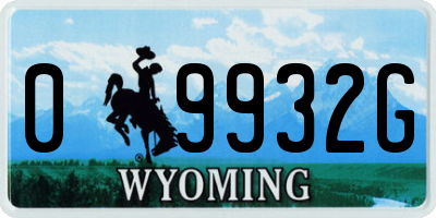 WY license plate 09932G