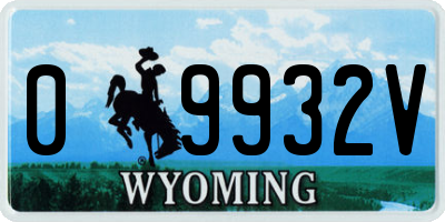 WY license plate 09932V