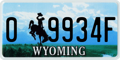 WY license plate 09934F