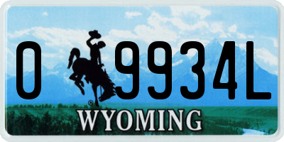 WY license plate 09934L