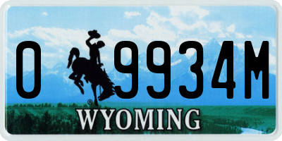WY license plate 09934M
