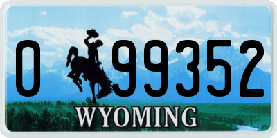 WY license plate 099352