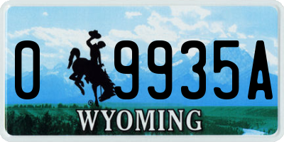 WY license plate 09935A