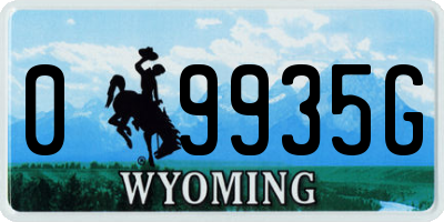 WY license plate 09935G