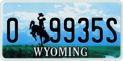 WY license plate 09935S