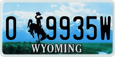 WY license plate 09935W