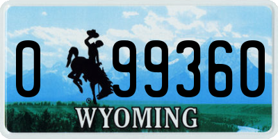 WY license plate 099360