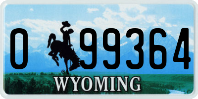 WY license plate 099364