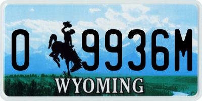 WY license plate 09936M