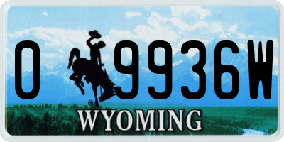 WY license plate 09936W