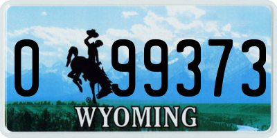 WY license plate 099373