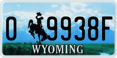 WY license plate 09938F