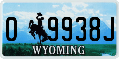 WY license plate 09938J