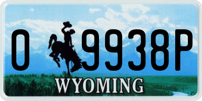 WY license plate 09938P