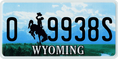 WY license plate 09938S