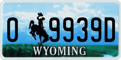 WY license plate 09939D