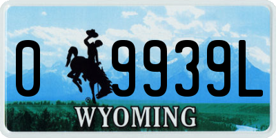 WY license plate 09939L