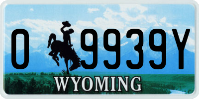 WY license plate 09939Y