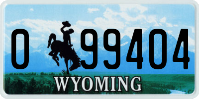 WY license plate 099404