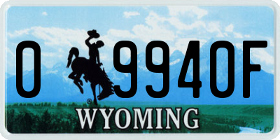 WY license plate 09940F