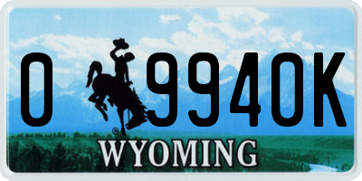 WY license plate 09940K