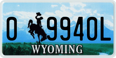 WY license plate 09940L