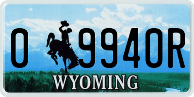 WY license plate 09940R