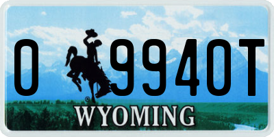 WY license plate 09940T