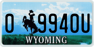 WY license plate 09940U