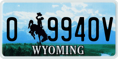 WY license plate 09940V