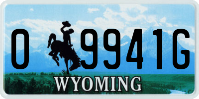 WY license plate 09941G